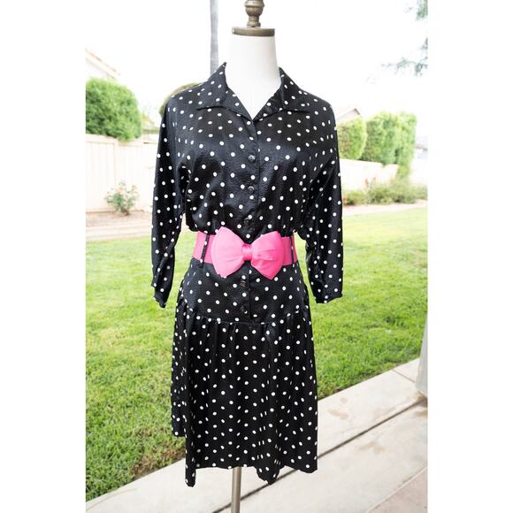 Black and White Polka Dot Pin Up Girl Dinner Swing Retro Dress Halloween - Picture 2 of 9